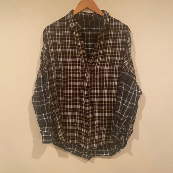 French Connection Size M Penita Popover Multi Checkered Plaid Baggy 90's Grunge - Picture 7 of 7